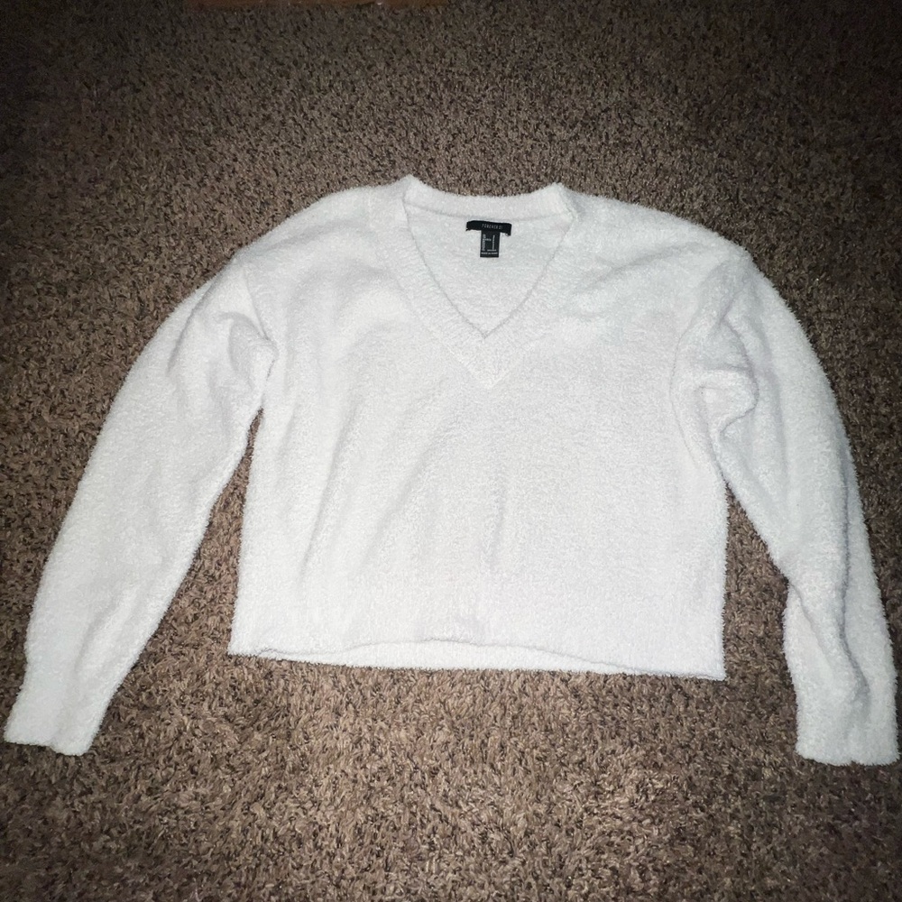 Forever 21 Small White Fuzzy Sweater